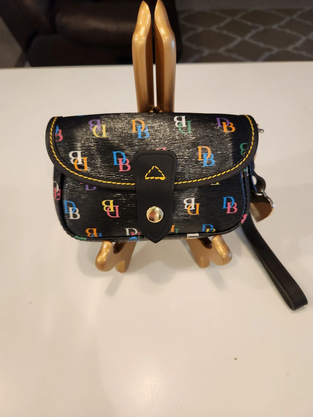 Dooney & Bourke DB75 Multicolor Logo Wristlet Snap Closure